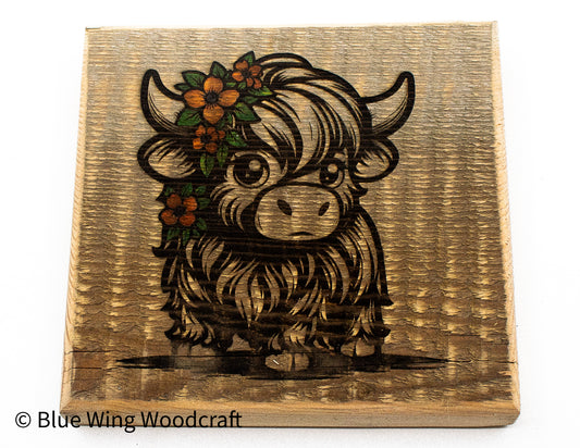 Sign, Highland Calf in Flower Crown