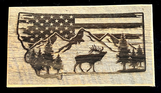 Sign, Elk w/Flag Montana