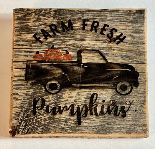 Sign, Farm Fresh Pumpkins Truck