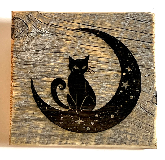 Sign, Cat Crescent Moon with Stars
