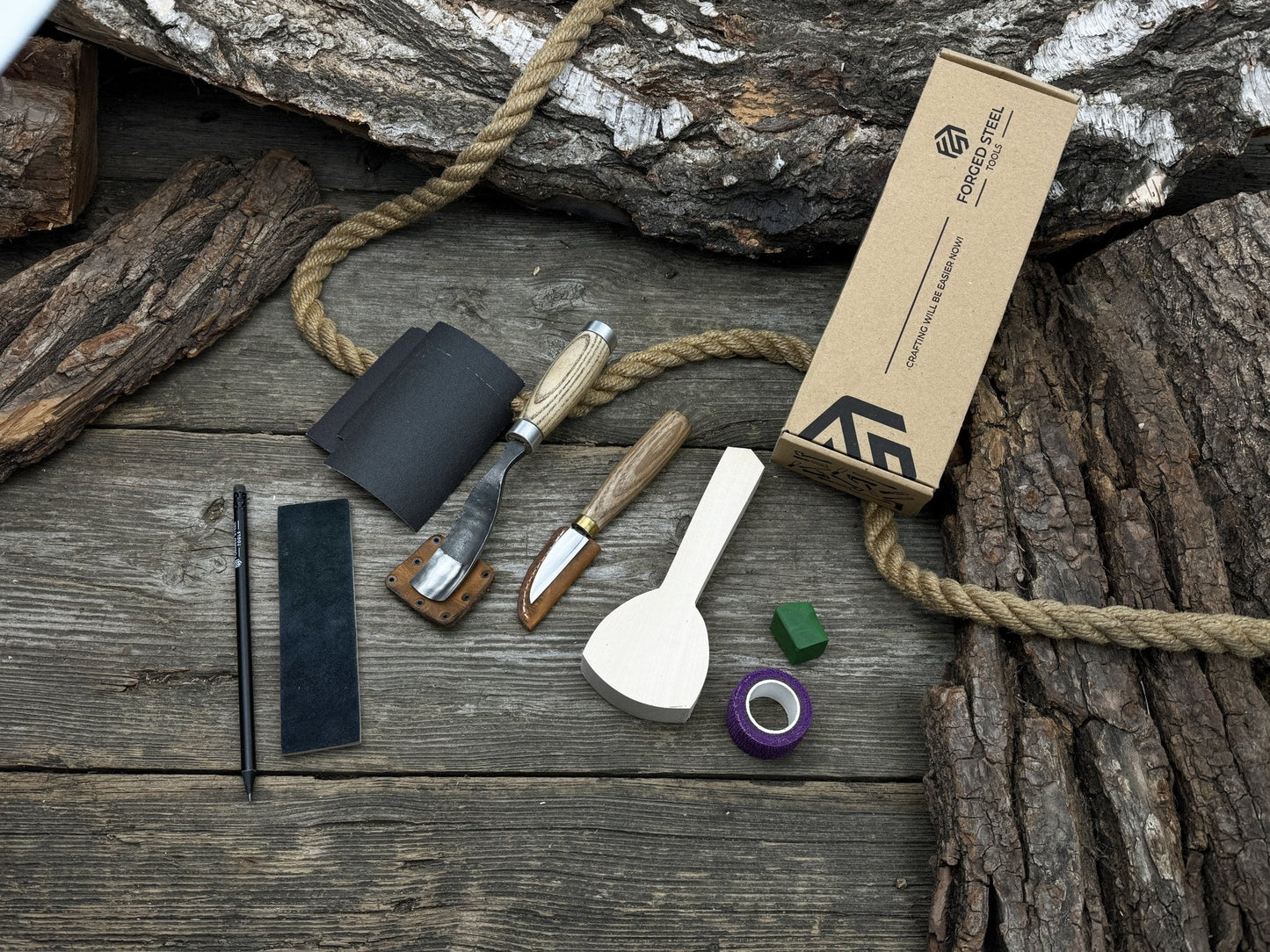 Spoon Carving Kit – All-in-One Whittling Starter Set for Beginners, Adults & Kids