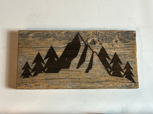 Sign, Mountains and Trees scene